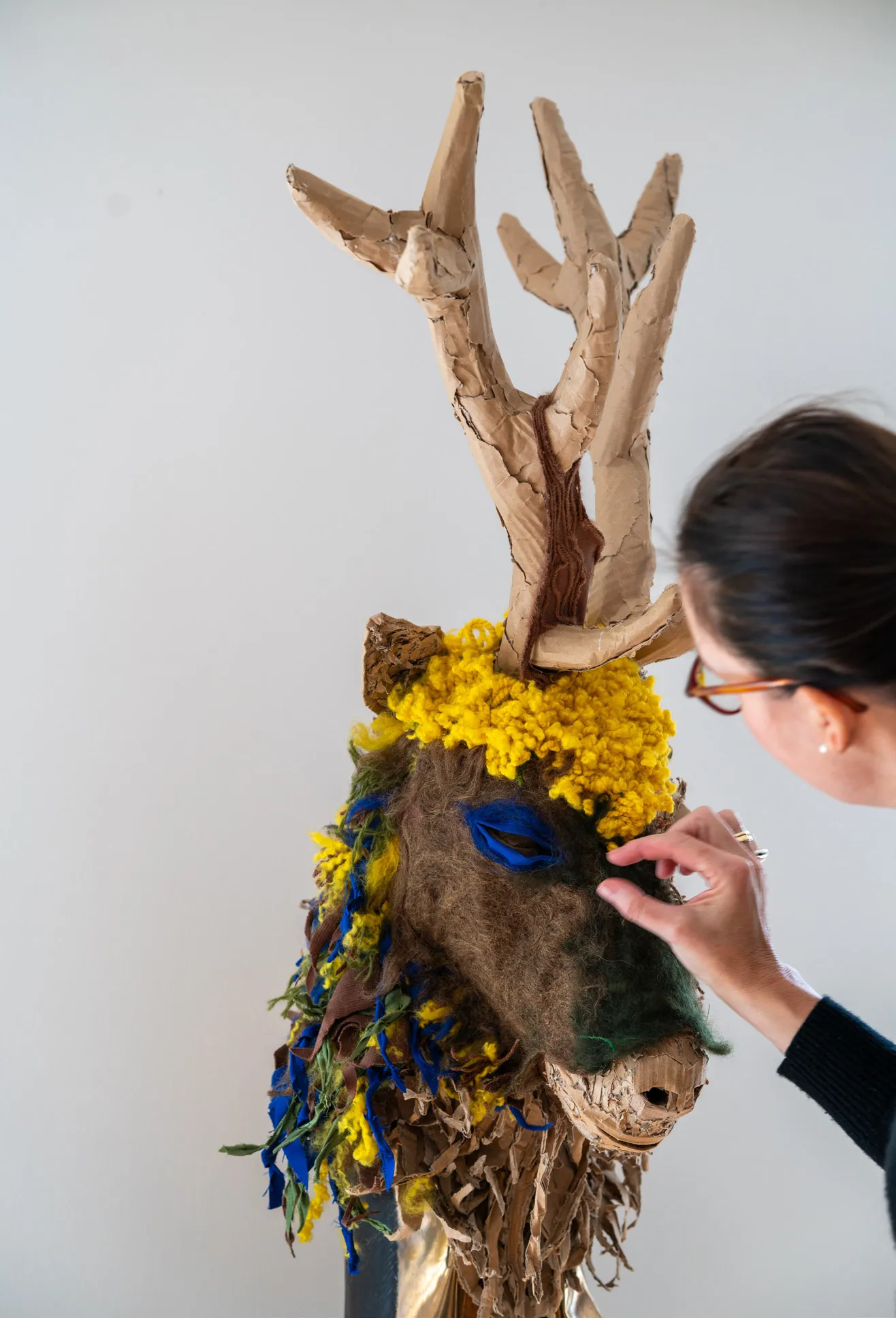 cardboard/textile deer mask, image 2